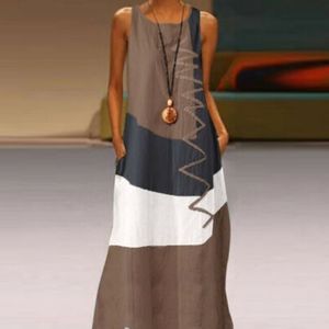 Black and Mocha Colorblock Tank Maxi Dress